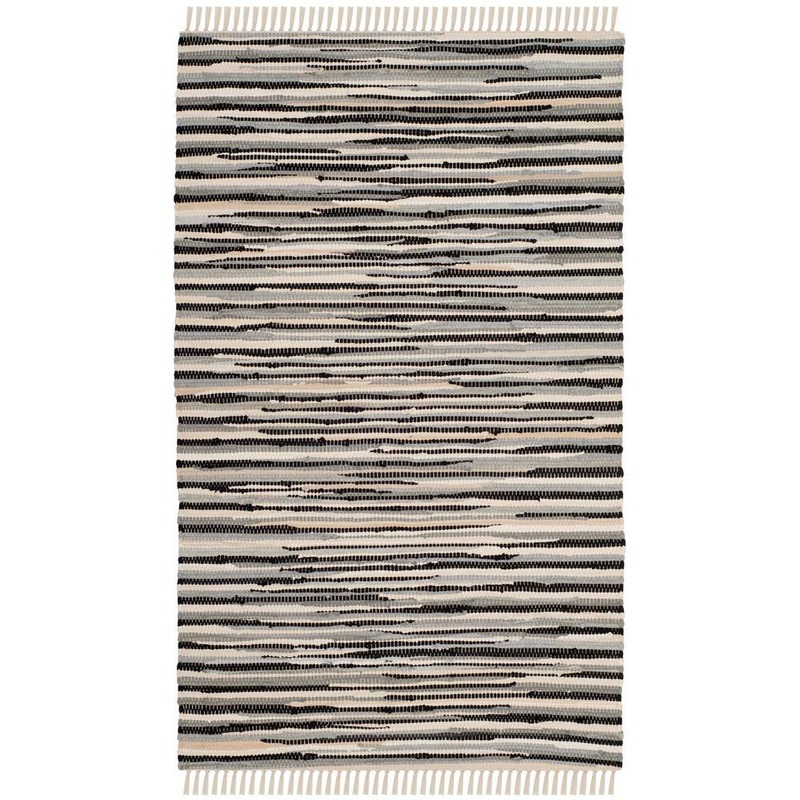 SAFAVIEH Rag Rug Black/Multi Doormat 2 ft. x 3 ft. Fleck Striped Area Rug RAR129Q-2