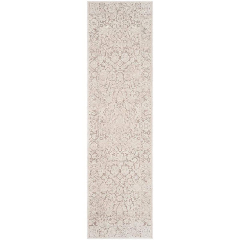 SAFAVIEH Reflection Beige/Cream 2 ft. x 6 ft. Floral Distressed Runner Rug RFT667A-26