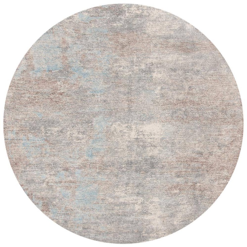 SAFAVIEH Restoration Vintage Gray/Blue 6 ft. x 6 ft. Round Abstract Area Rug RVT113F-6R