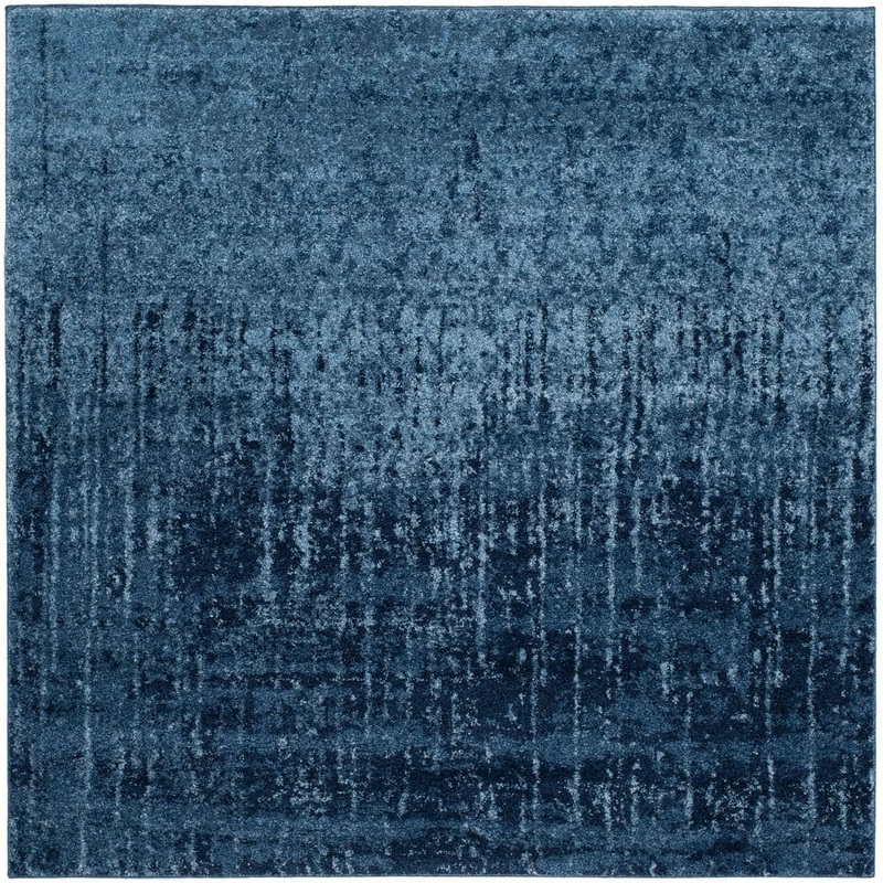 SAFAVIEH Retro Light Blue/Blue 8 ft. x 8 ft. Square Floral Distressed Area Rug RET2770-6065-8SQ