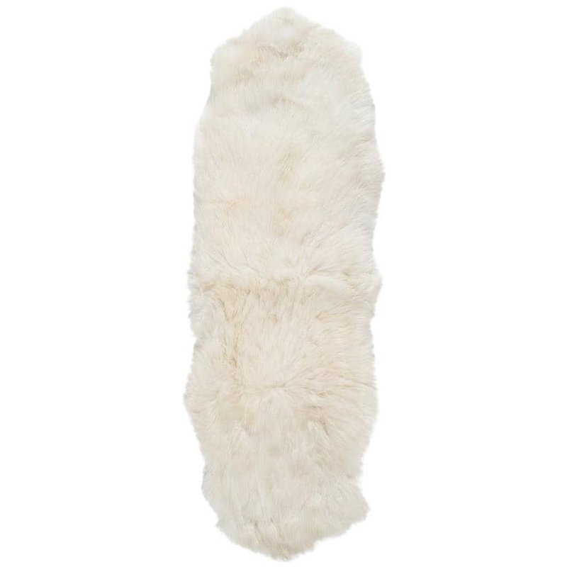 SAFAVIEH Sheep Skin White 2 ft. x 8 ft. Solid Runner Rug SHS211A-28
