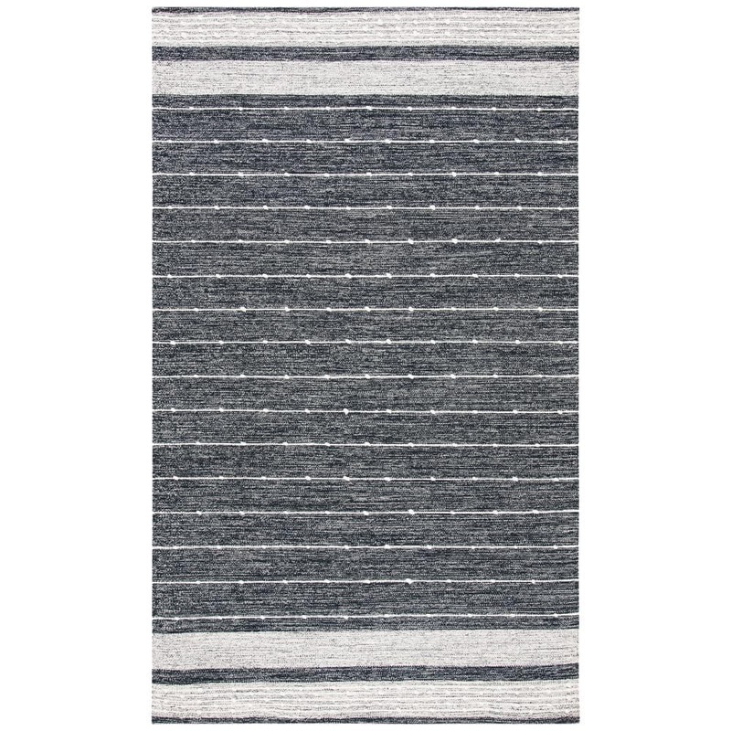 SAFAVIEH Striped Kilim Black Ivory 4 ft. x 6 ft. Striped Area Rug STK509Z-4