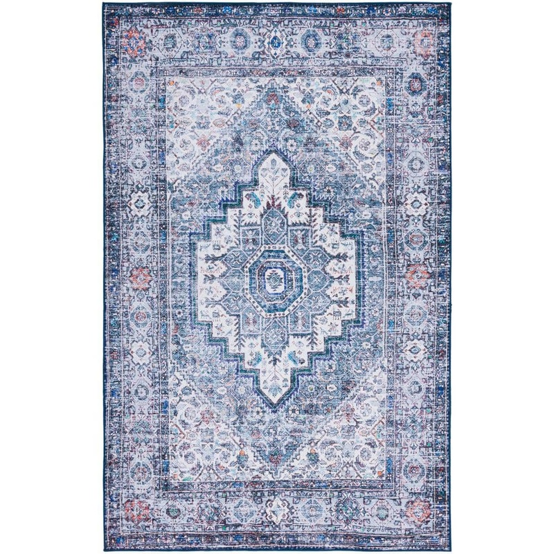 SAFAVIEH Tuscon Beige/Green 9 ft. x 12 ft. Machine Washable Ikat Border Area Rug TSN198C-9