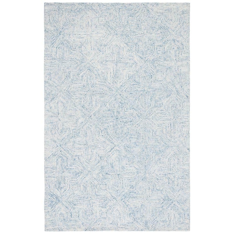 SAFAVIEH Abstract Blue/Ivory 4 ft. x 6 ft. Chevron Medallion Area Rug ABT425M-4