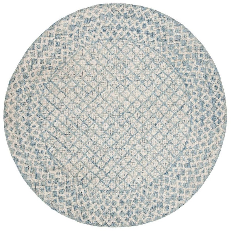 SAFAVIEH Abstract Blue/Ivory 8 ft. x 8 ft. Geometric Distressed Round Area Rug ABT203A-8R
