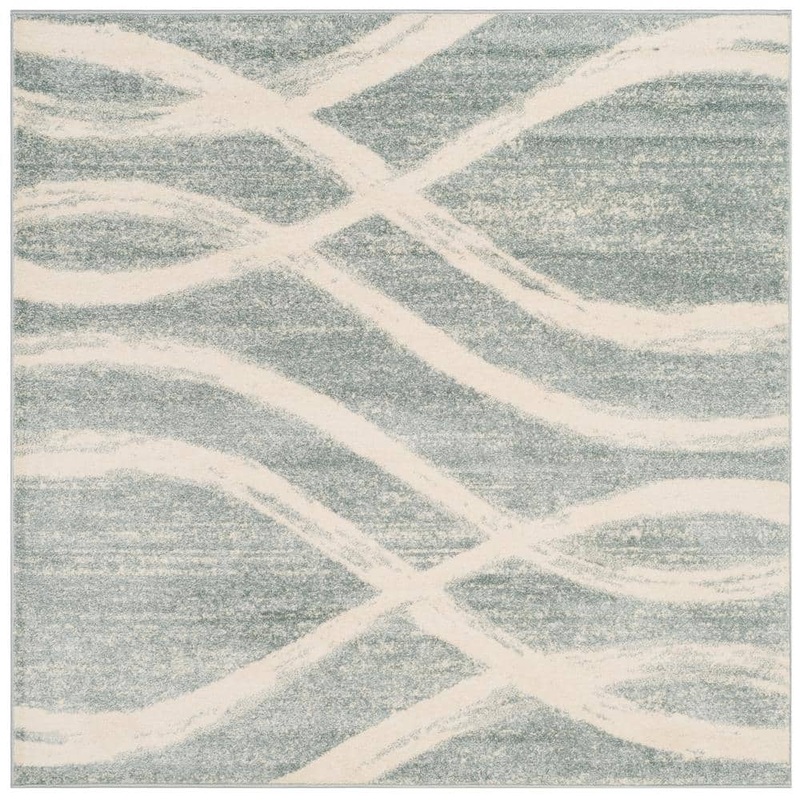 SAFAVIEH Adirondack Cream/Slate 6 ft. x 6 ft. Square Striped Area Rug ADR125T-6SQ