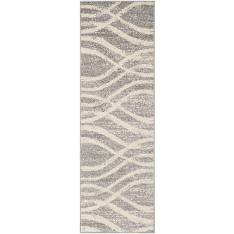 SAFAVIEH Adirondack Gray/Cream 3 ft. x 10 ft. Striped Runner Rug ADR125B-210