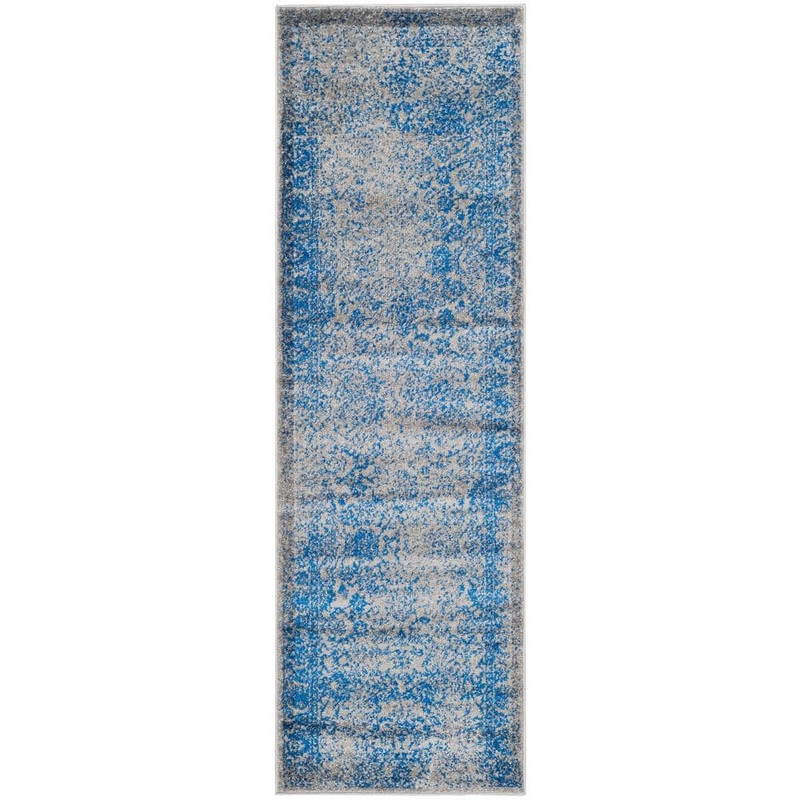 SAFAVIEH Adirondack Grey/Blue 3 ft. x 18 ft. Border Runner Rug ADR109A-218