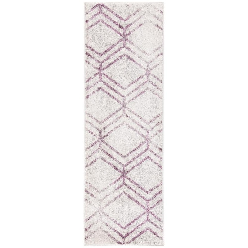 SAFAVIEH Adirondack Ivory/Plum 3 ft. x 8 ft. Distressed Diamond Runner Rug ADR253C-28