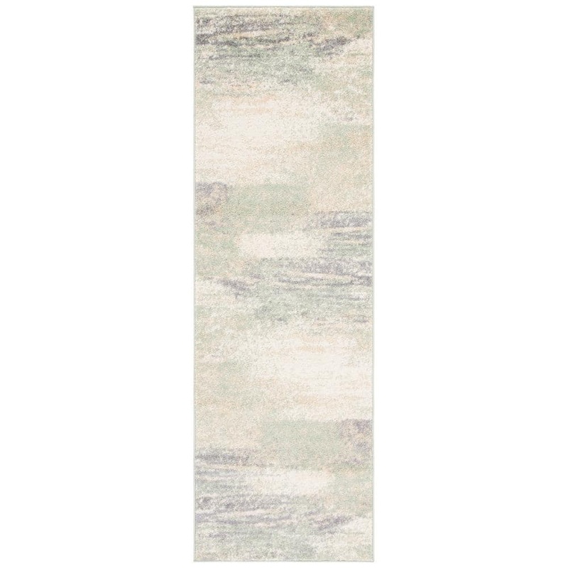 SAFAVIEH Adirondack Ivory/Sage 3 ft. x 22 ft. Solid Color Distressed Runner Rug ADR112W-222