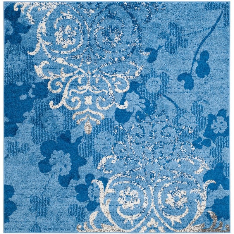 SAFAVIEH Adirondack Light Blue/Dark Blue 4 ft. x 4 ft. Square Floral Area Rug ADR114F-4SQ