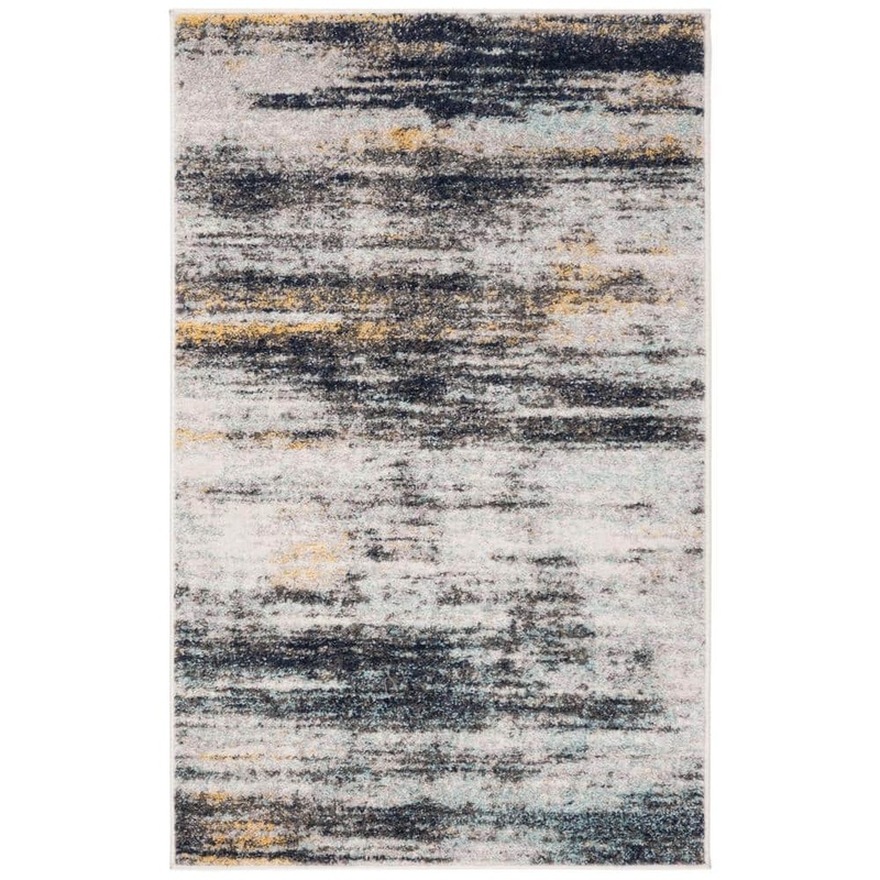 SAFAVIEH Adirondack Light Gray/Black Doormat 3 ft. x 5 ft. Distressed Striped Area Rug ADR201F-3