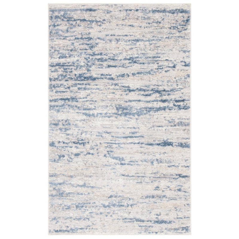 SAFAVIEH Amelia Ivory/Blue Doormat 3 ft. x 5 ft. Abstract Striped Area Rug ALA768A-3