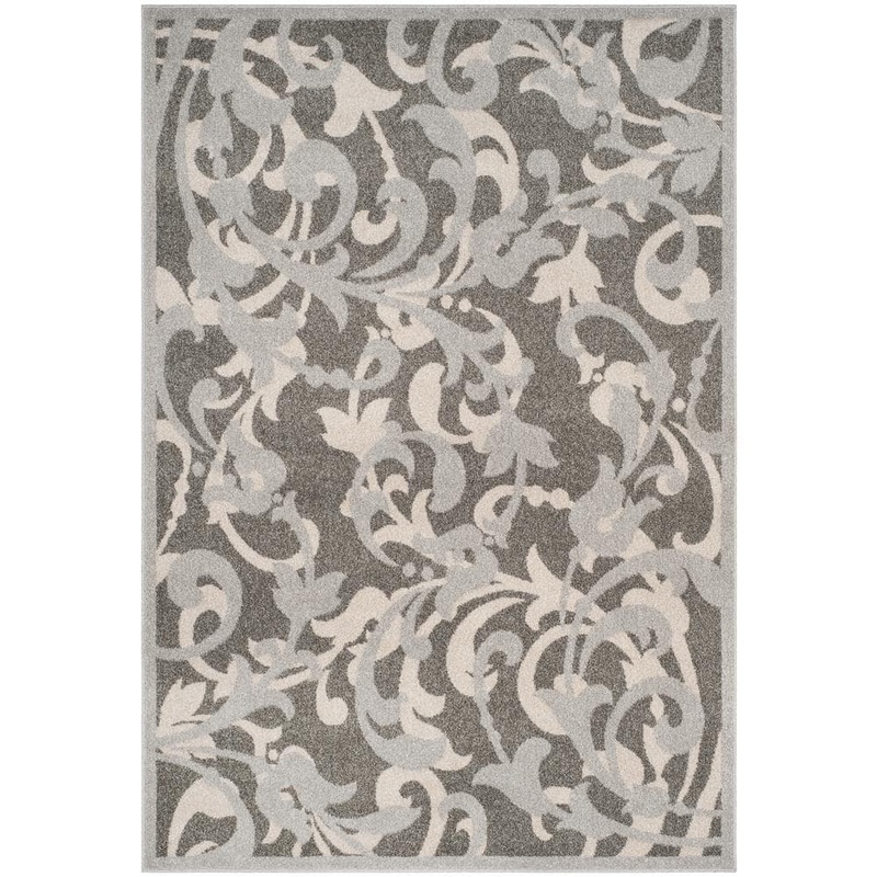 SAFAVIEH Amherst Gray/Light Gray 6 ft. x 9 ft. Border Area Rug AMT428C-6