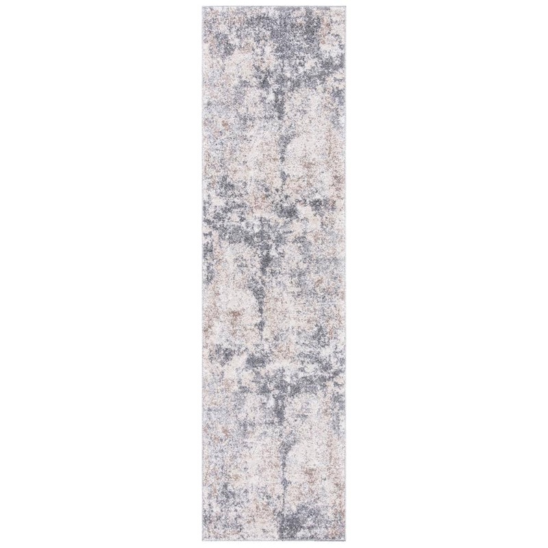 SAFAVIEH Aston Light Gray/Gray 2 ft. x 8 ft. Distressed Geometric Runner Rug ASN710F-28