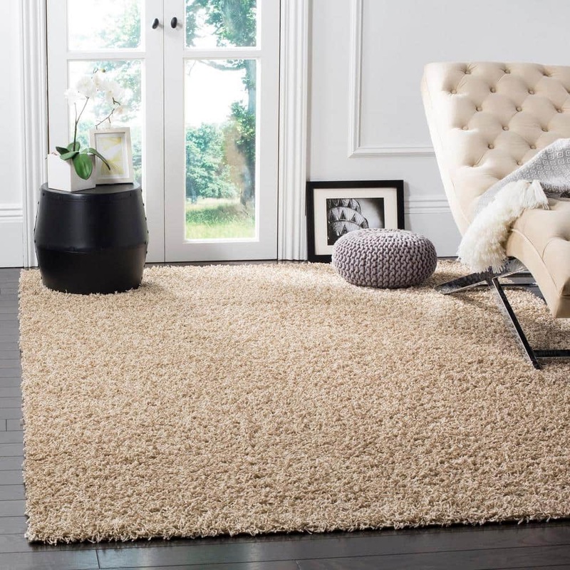 SAFAVIEH Athens Shag Beige 9 ft. x 12 ft. Solid Area Rug SGA119G-9
