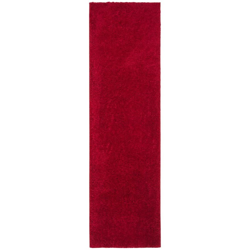 SAFAVIEH August Shag Red 2 ft. x 10 ft. Solid Runner Rug AUG900Q-210