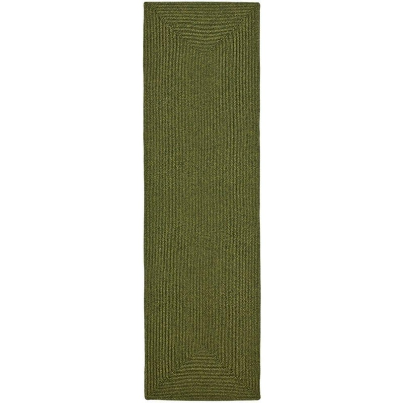 SAFAVIEH Braided Green 2 ft. x 14 ft. Solid Runner Rug BRD315A-214