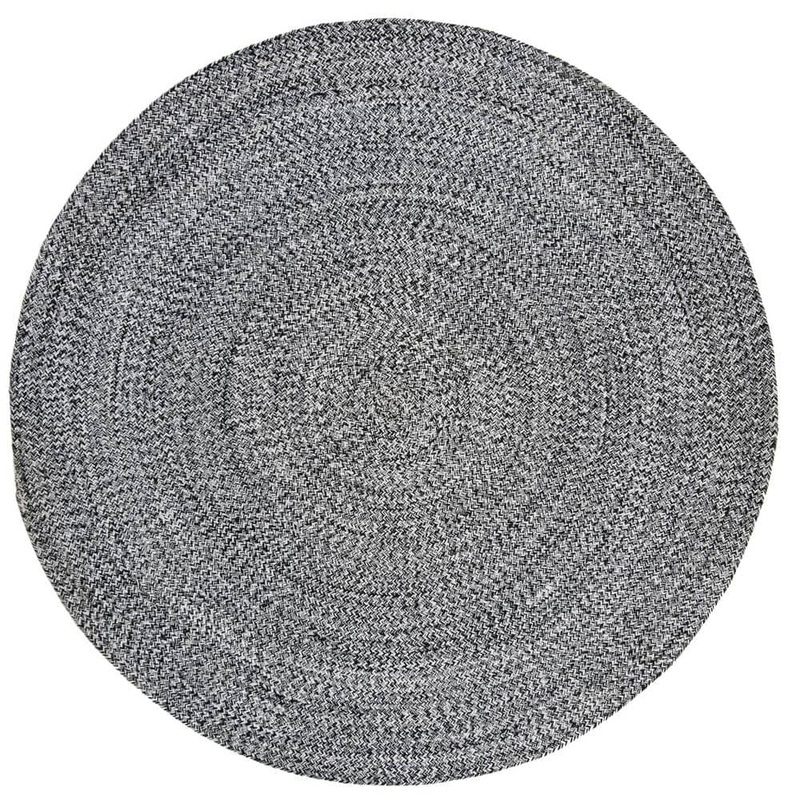 SAFAVIEH Braided Ivory/Black 9 ft. x 9 ft. Round Solid Area Rug BRD256C-9R