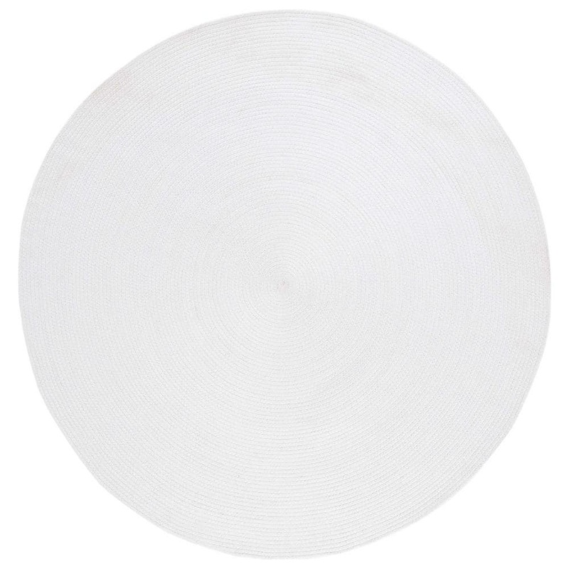 SAFAVIEH Braided White 7 ft. x 7 ft. Abstract Round Area Rug BRD403A-7R