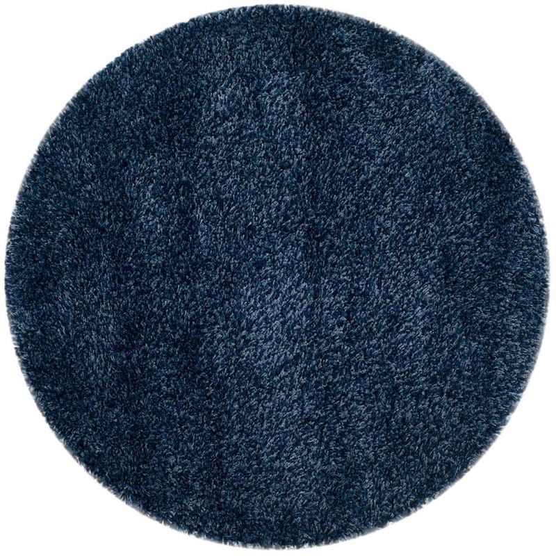SAFAVIEH California Shag Navy 5 ft. x 5 ft. Round Solid Area Rug SG151-7070-5R