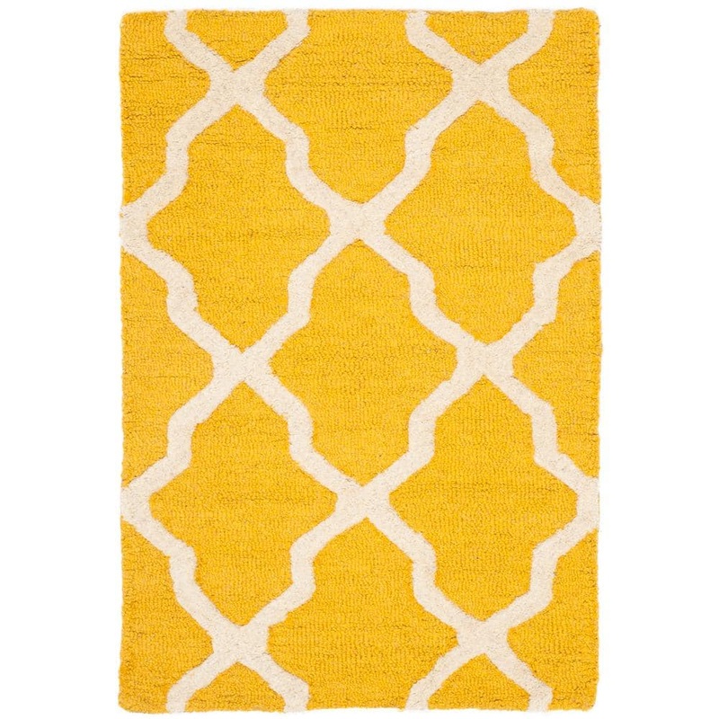 SAFAVIEH Cambridge Gold/Ivory Doormat 2 ft. x 3 ft. Geometric Trellis Area Rug CAM121Q-2