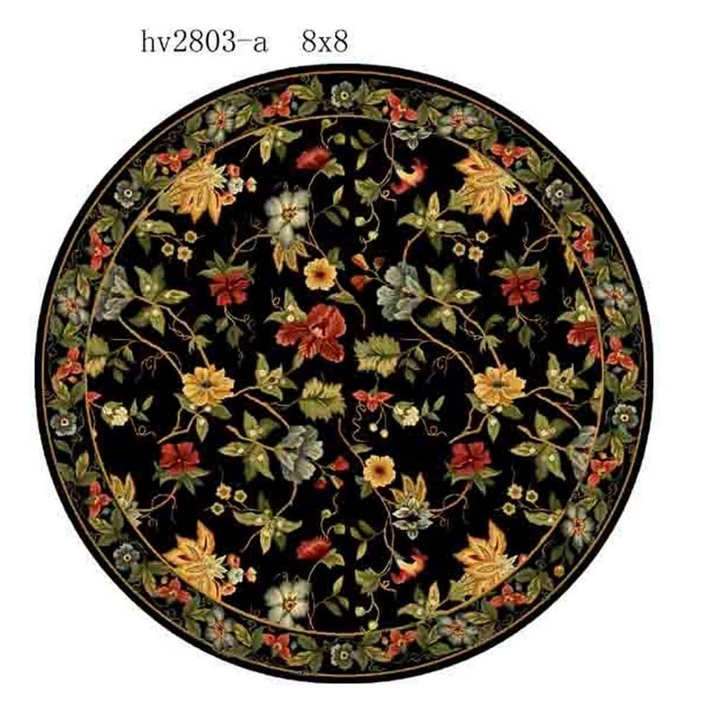 SAFAVIEH Chelsea Black 8 ft. x 8 ft. Gradient Border Floral Round Area Rug HK311A-8R