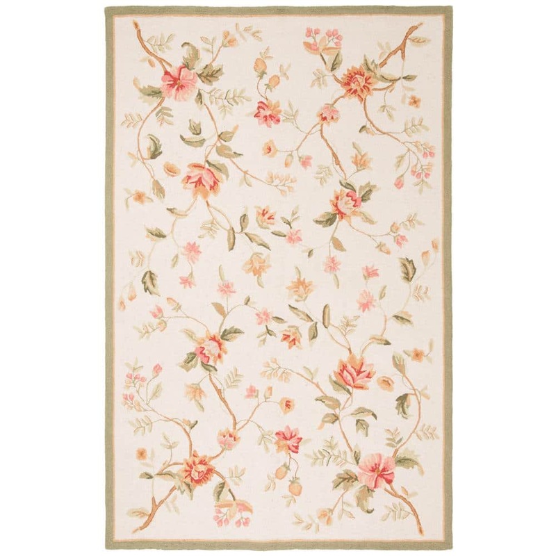 SAFAVIEH Chelsea Ivory 5 ft. x 8 ft. Speckled Floral Border Area Rug HK263A-5