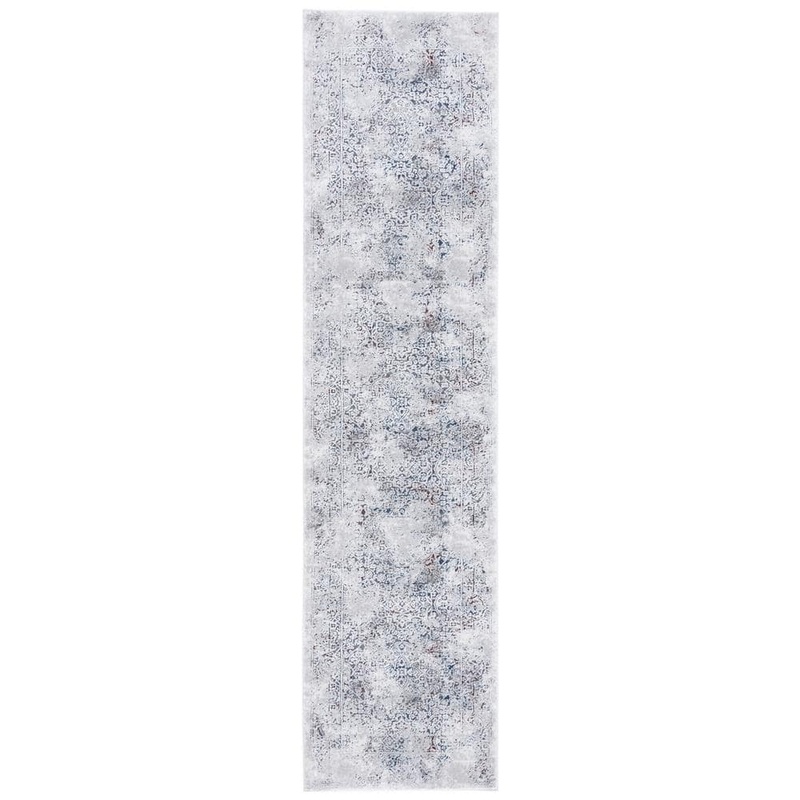 SAFAVIEH Craft Gray/Blue 2 ft. x 9 ft. Distressed Border Runner Rug CFT955F-29