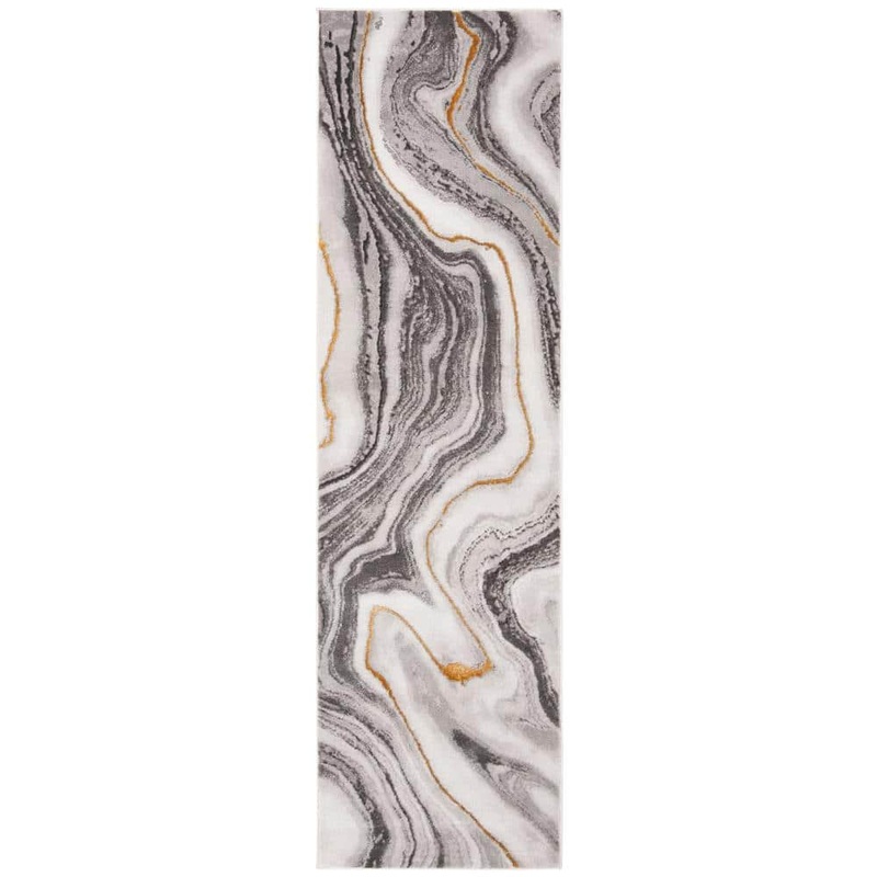 SAFAVIEH Craft Gray/Gold 2 ft. x 8 ft. Marbled Abstract Runner Rug CFT819F-28