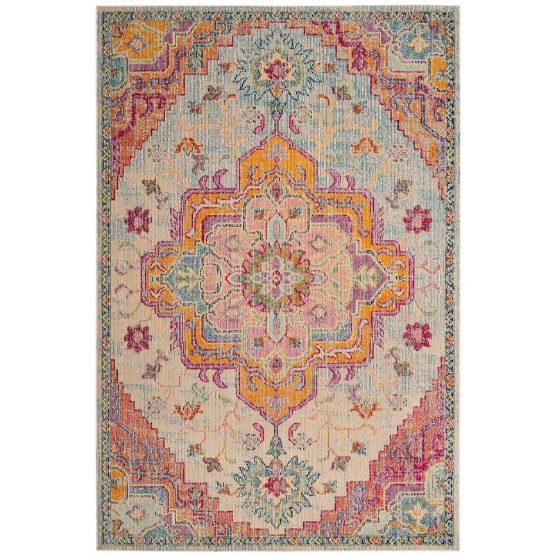 SAFAVIEH Crystal Light Blue/Fuchsia 4 ft. x 6 ft. Border Area Rug CRS501B-4