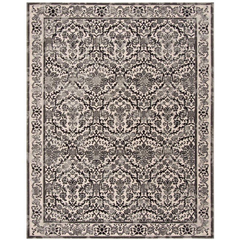 SAFAVIEH Evoke Ivory/Gray 8 ft. x 10 ft. Floral Border Antique Area Rug EVK242D-8