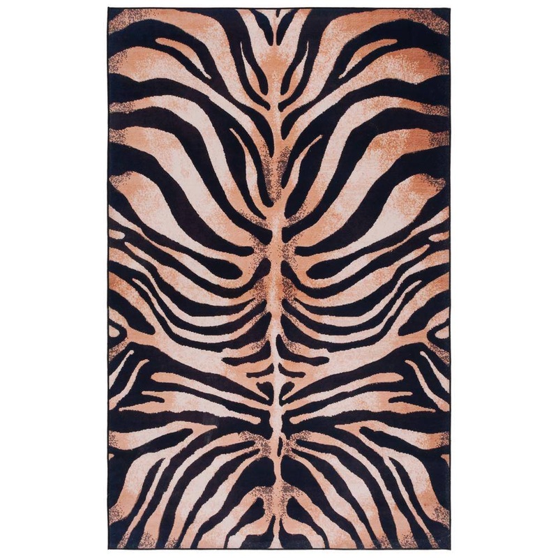 SAFAVIEH Faux Hide Light Orange/Black 6 ft. x 9 ft. Machine Washable Animal Print Area Rug FAH547P-6
