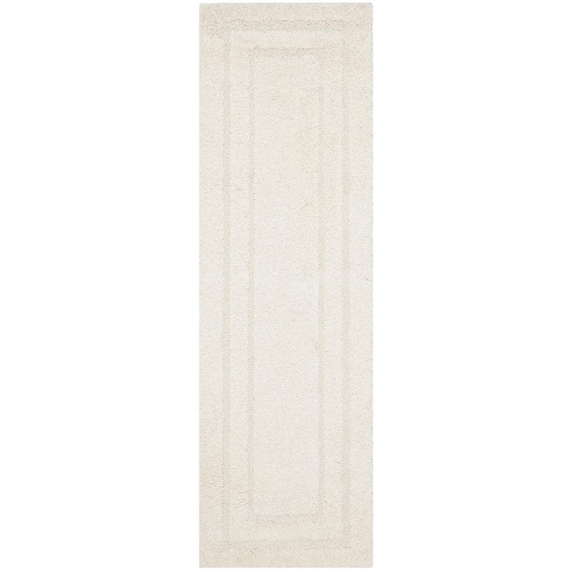 SAFAVIEH Florida Shag Cream 2 ft. x 11 ft. Border Runner Rug SG454-1111-211