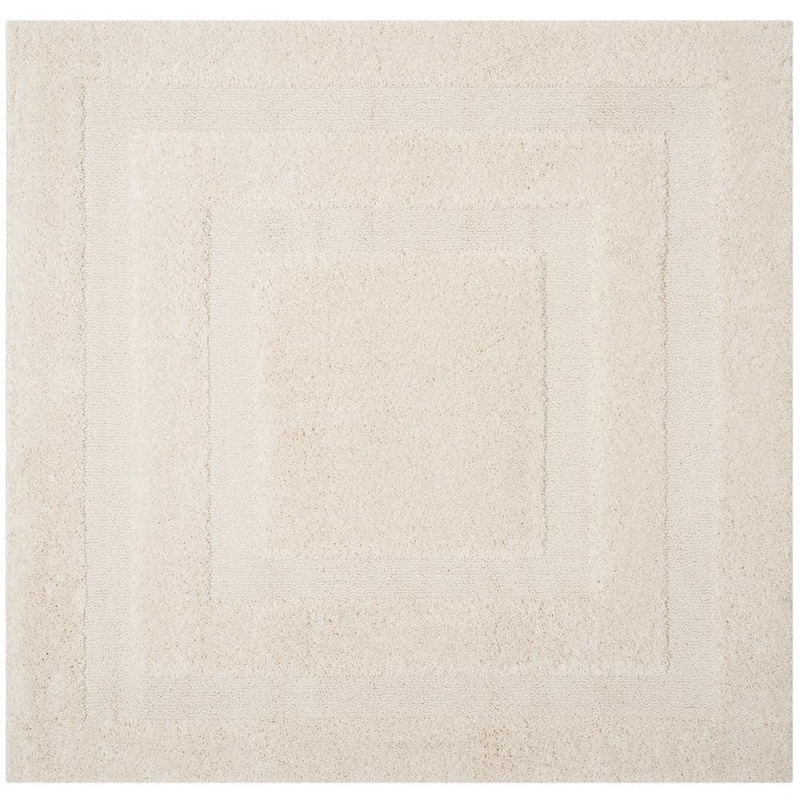 SAFAVIEH Florida Shag Cream 5 ft. x 5 ft. Square Border Area Rug SG454-1111-5SQ
