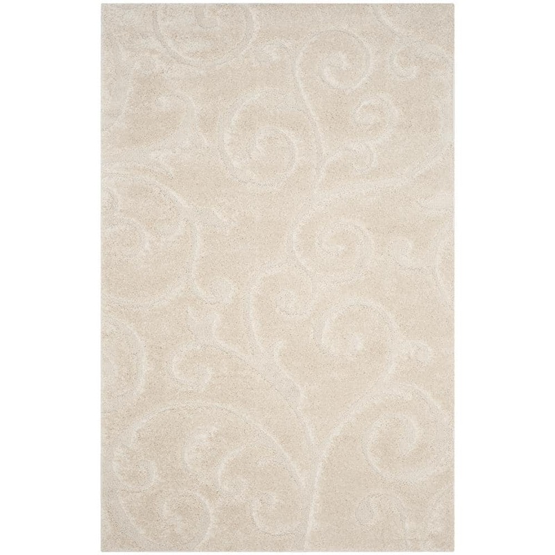 SAFAVIEH Florida Shag Cream 6 ft. x 9 ft. High-Low Floral Area Rug SG455-1111-6