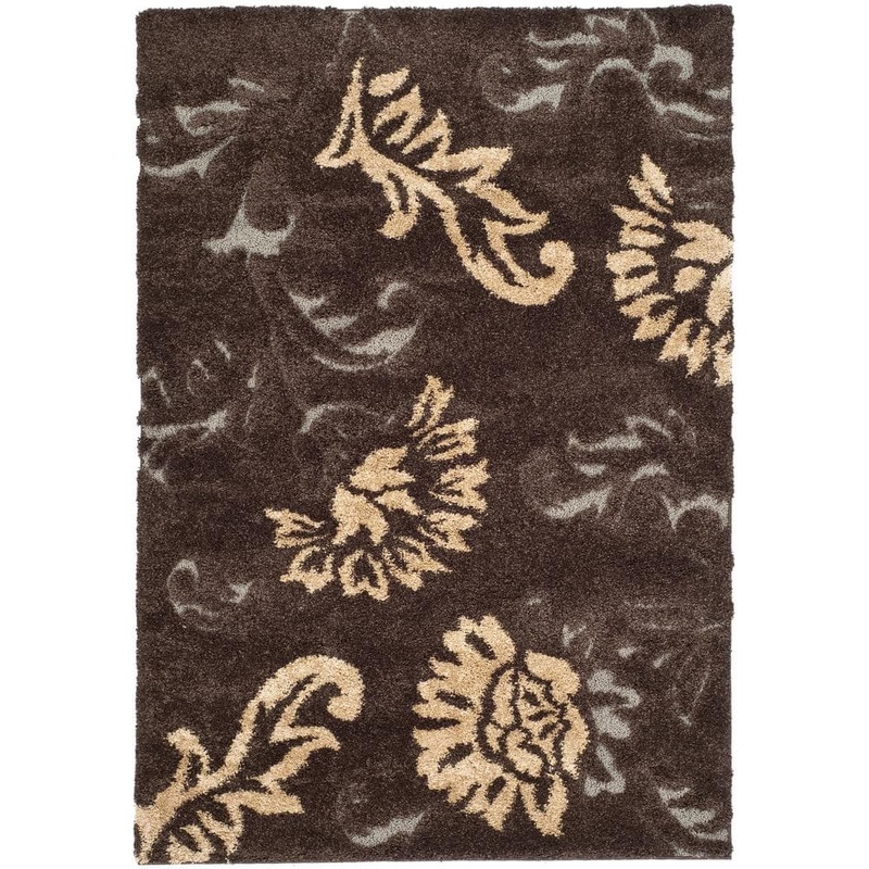 SAFAVIEH Florida Shag Dark Brown/Smoke 5 ft. x 8 ft. Floral Area Rug SG463-2879-5