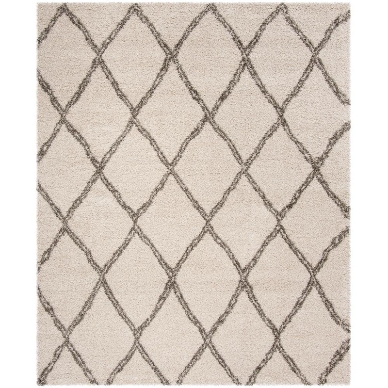 SAFAVIEH Hudson Shag Ivory/Gray 8 ft. x 10 ft. Geometric Diamonds Area Rug SGH329A-8