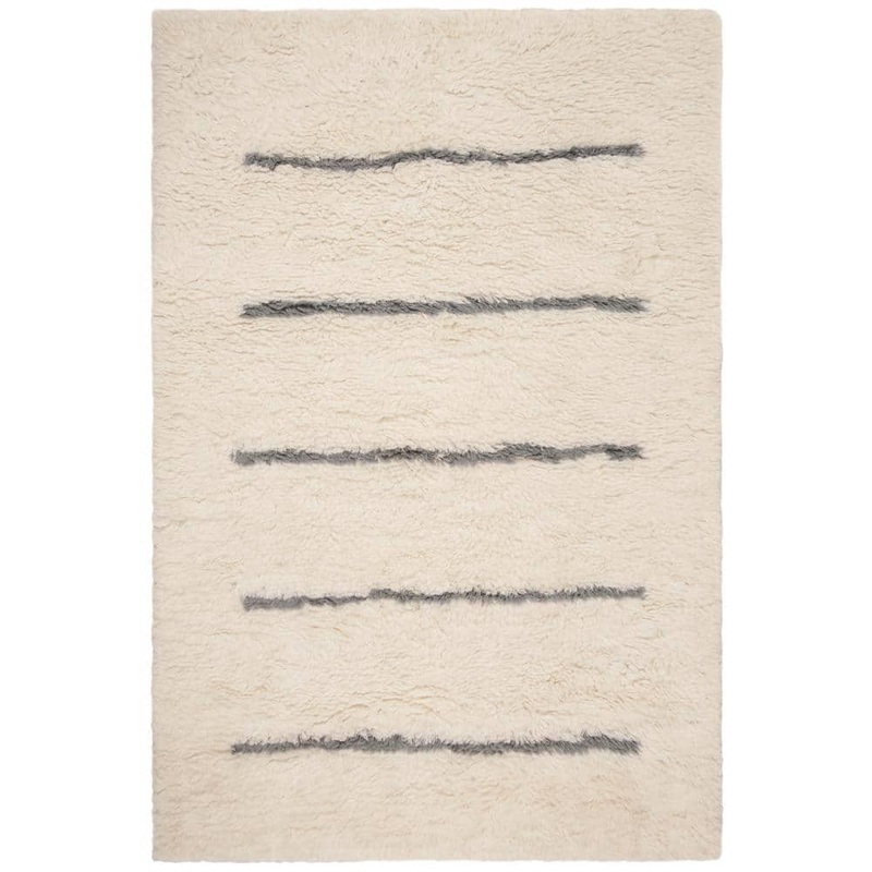 SAFAVIEH Kenya Ivory/Gray 6 ft. x 9 ft. Striped Solid Area Rug KNY750F-6