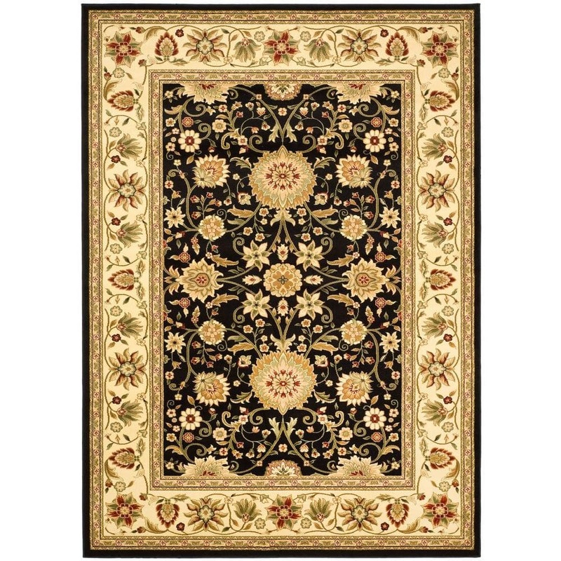 SAFAVIEH Lyndhurst Black/Ivory 8 ft. x 11 ft. Border Floral Antique Area Rug LNH212A-8