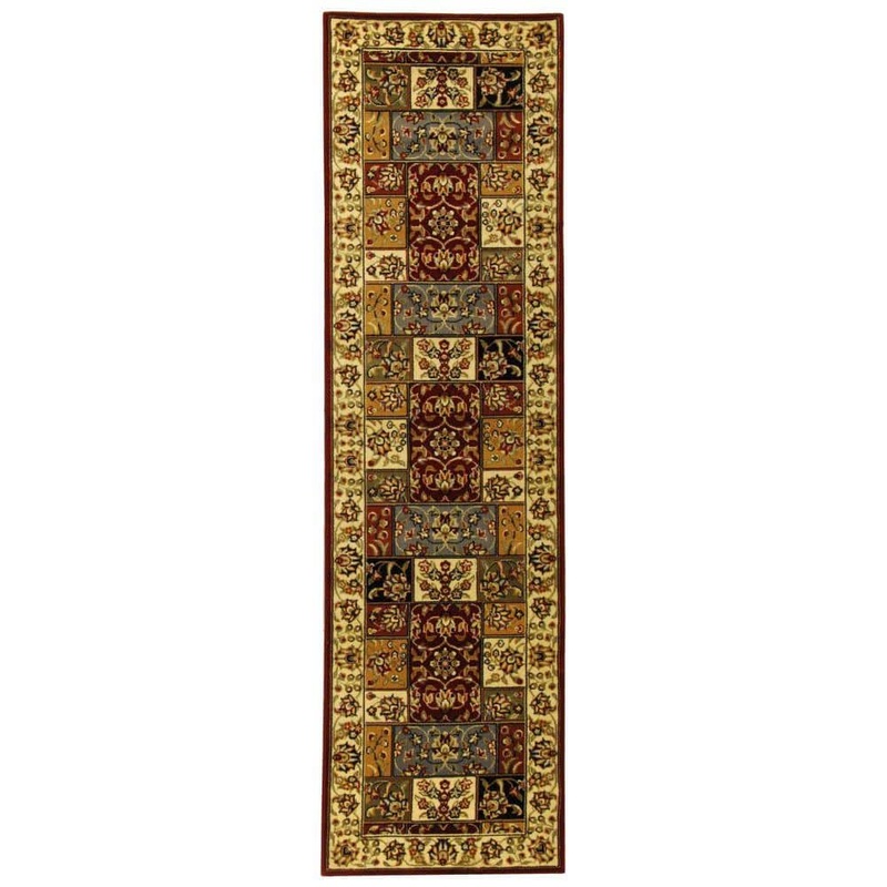 SAFAVIEH Lyndhurst Multi/Ivory 2 ft. x 14 ft. Antique Floral Border Runner Rug LNH318A-214