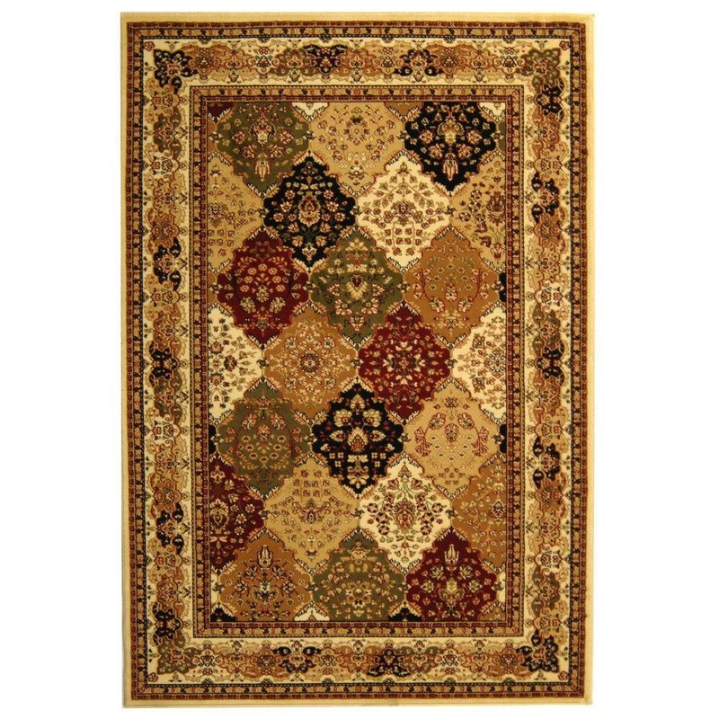 SAFAVIEH Lyndhurst Multi/Ivory 9 ft. x 12 ft. Geometric Diamond Border Area Rug LNH221A-9