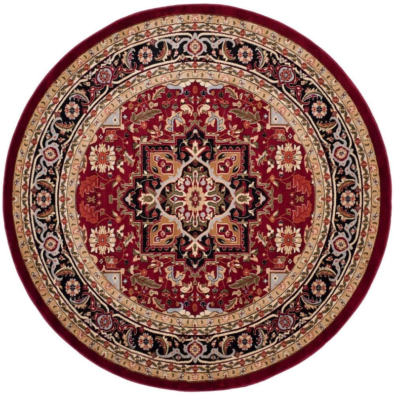 SAFAVIEH Lyndhurst Red/Black 10 ft. x 10 ft. Floral Border Medallion Round Area Rug LNH330B-10R