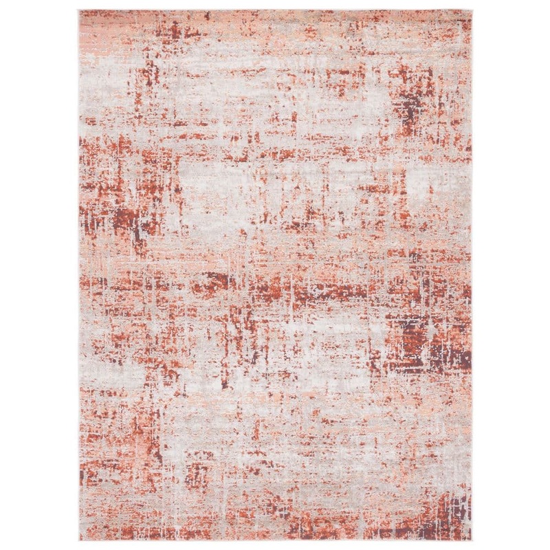SAFAVIEH Madison Rust/Grey 4 ft. x 6 ft. Abstract Striped Area Rug MAD819R-4
