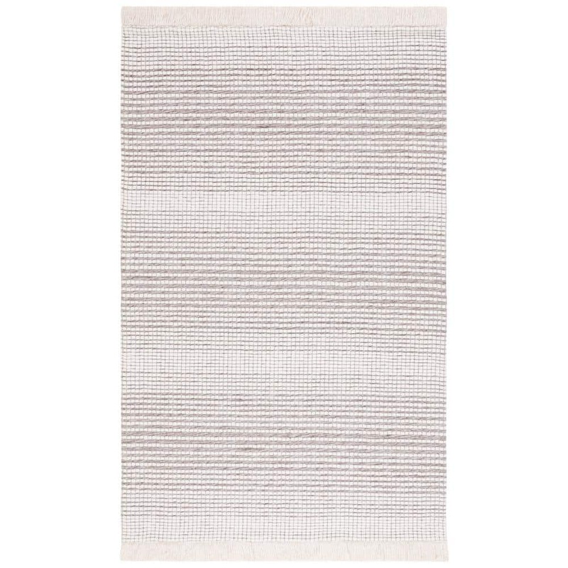 SAFAVIEH Marbella Collection Ivory Dark Brown 4 ft. x 6 ft. Border Plaid Area Rug MRB208T-4