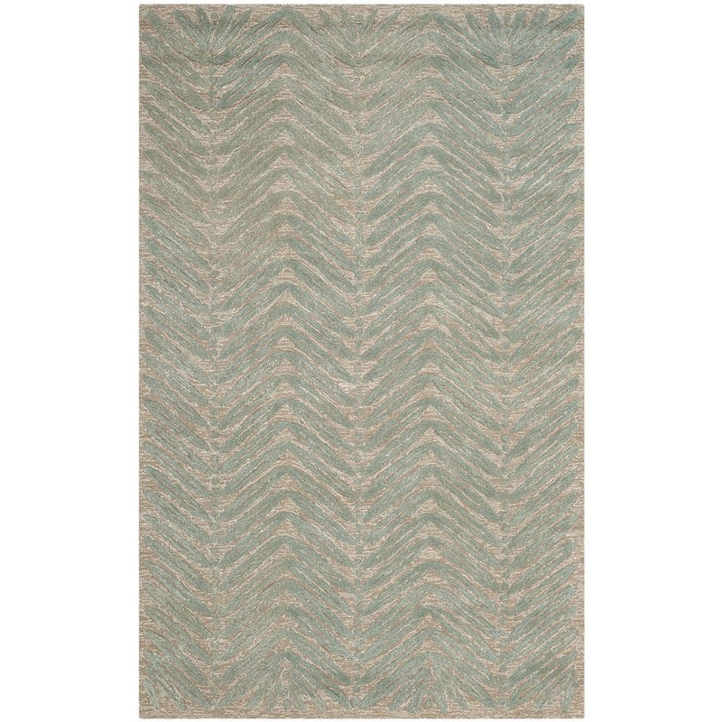 SAFAVIEH Martha Stewart Blue Fir 9 ft. x 12 ft. Chevron Area Rug MSR3612C-9
