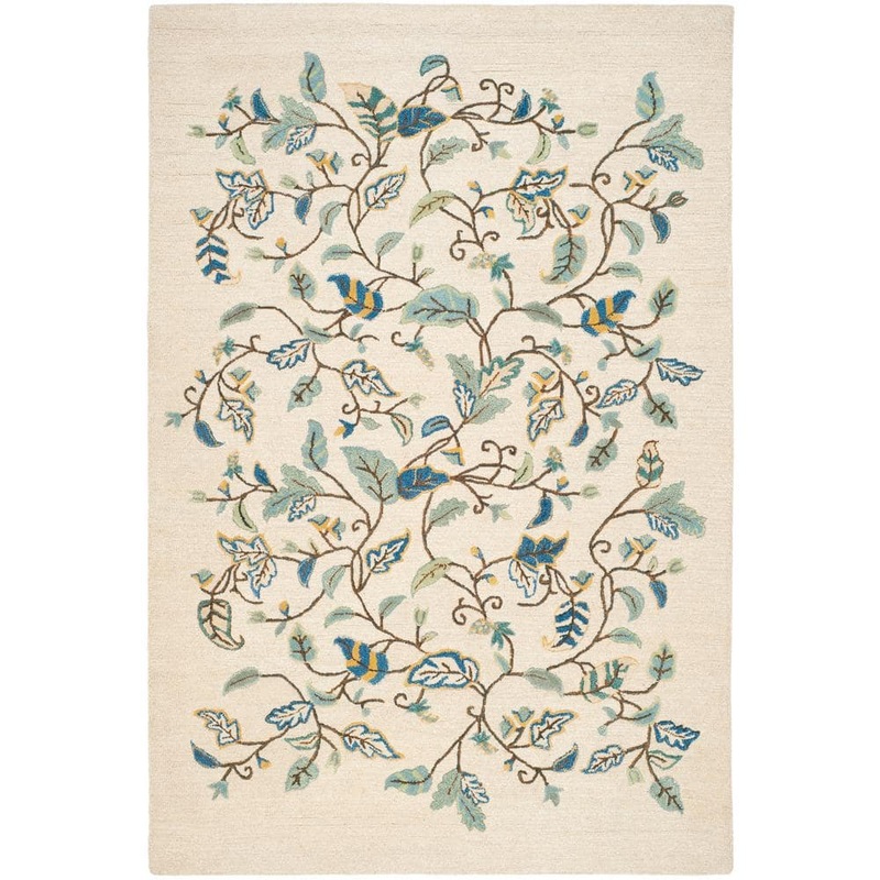 SAFAVIEH Martha Stewart Colonial Blue 4 ft. x 6 ft. Floral Area Rug MSR3611C-4
