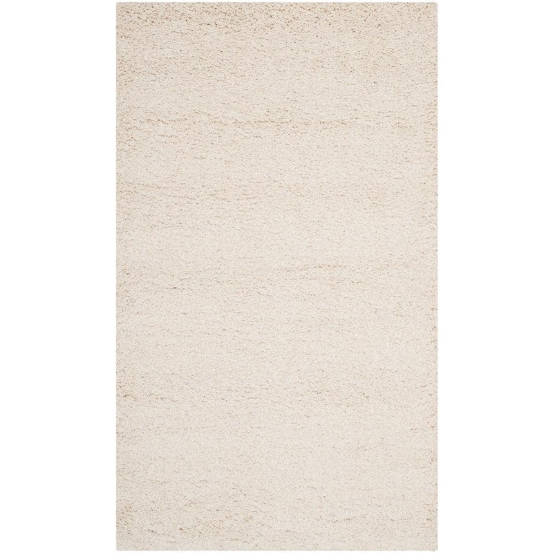 SAFAVIEH Milan Shag Doormat 3 ft. x 5 ft. Ivory Solid Area Rug SG180-1212-3