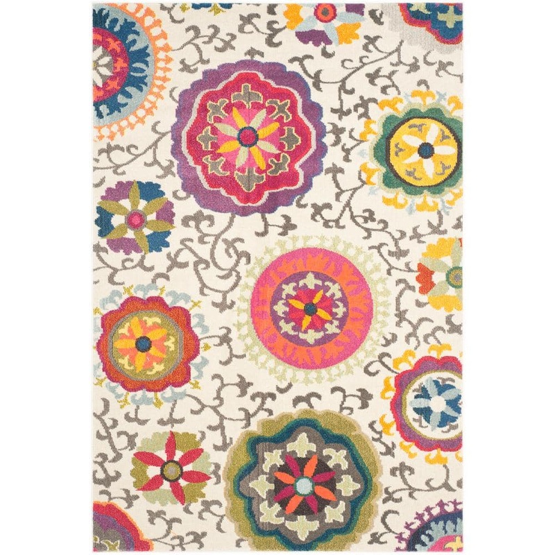 SAFAVIEH Monaco Ivory/Multi 5 ft. x 8 ft. Floral Area Rug MNC233A-5