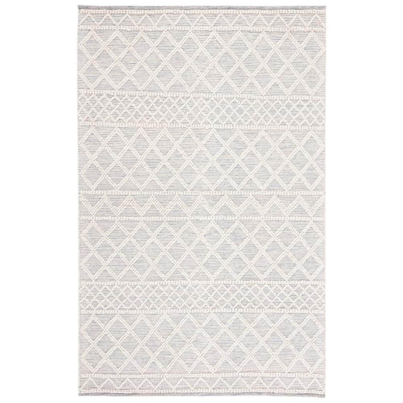 SAFAVIEH Natura Ivory/Blue 8 ft. x 10 ft. Multi-Diamond Chevron Area Rug NAT825L-8
